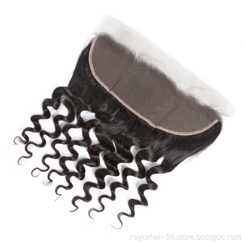Unprocessed Virgin Human Hair Deep Wave Brazilian Lace Frontal Closure 13*4
